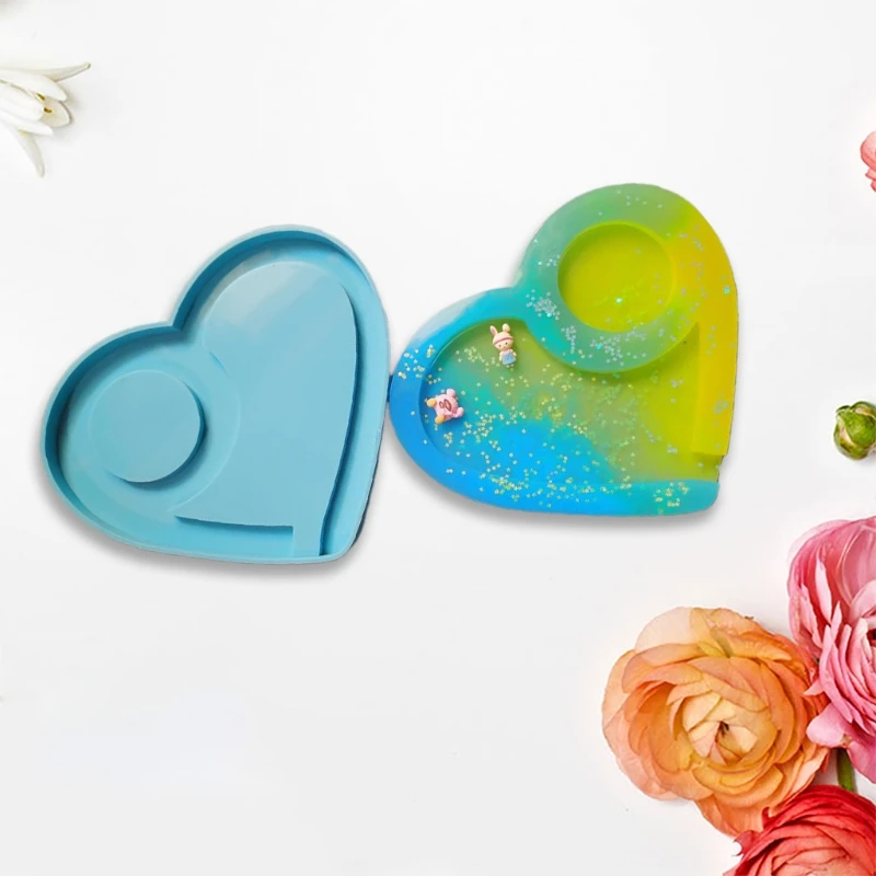 

Heart Shaped Tray Epoxy Resin Mold Handmade Fruit Plate Silicone Mould DIY Crafts Casting Tools