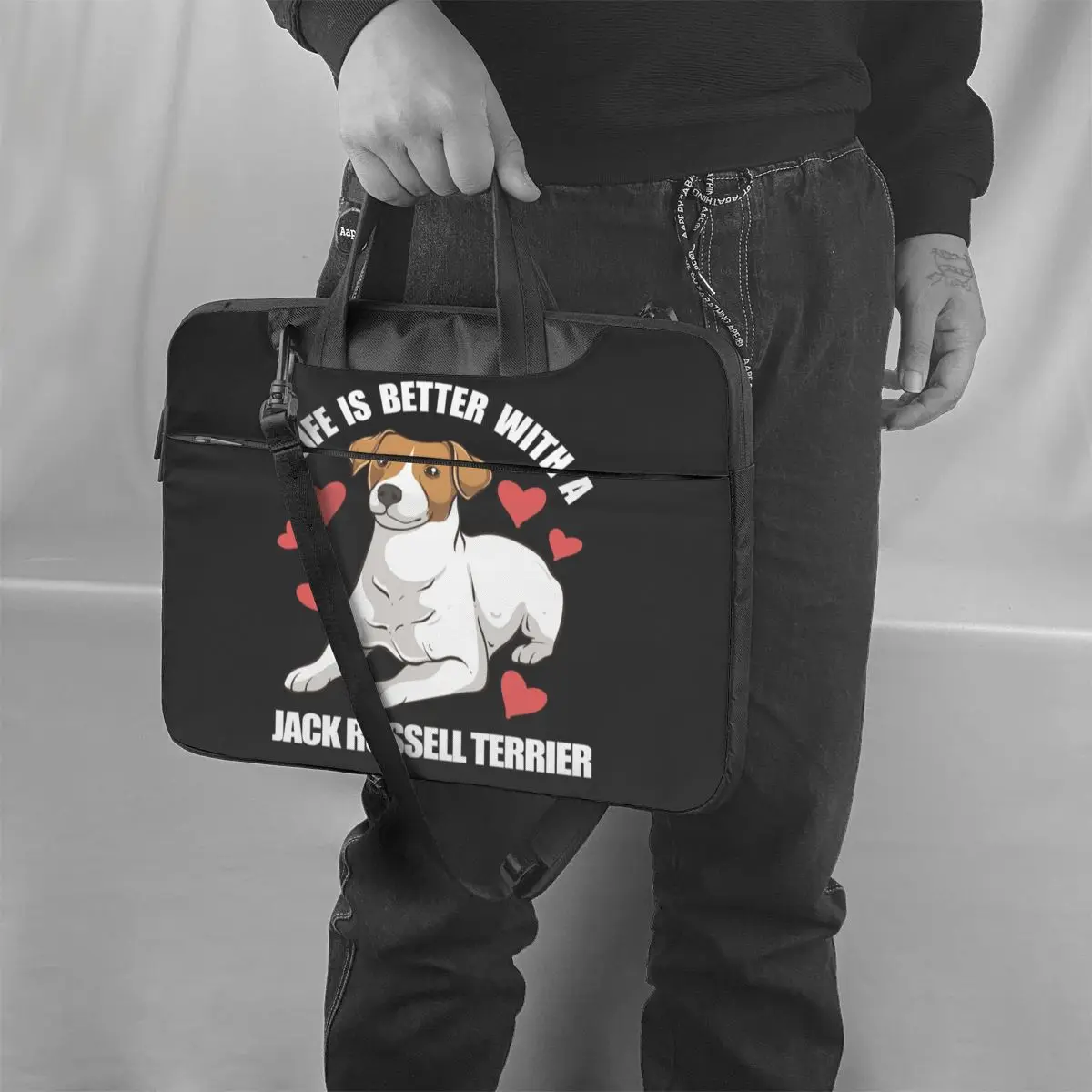 

Jack Russell Terrier Laptop Bag Case Crossbody Carry Computer Bag Stylish Bike Laptop Pouch