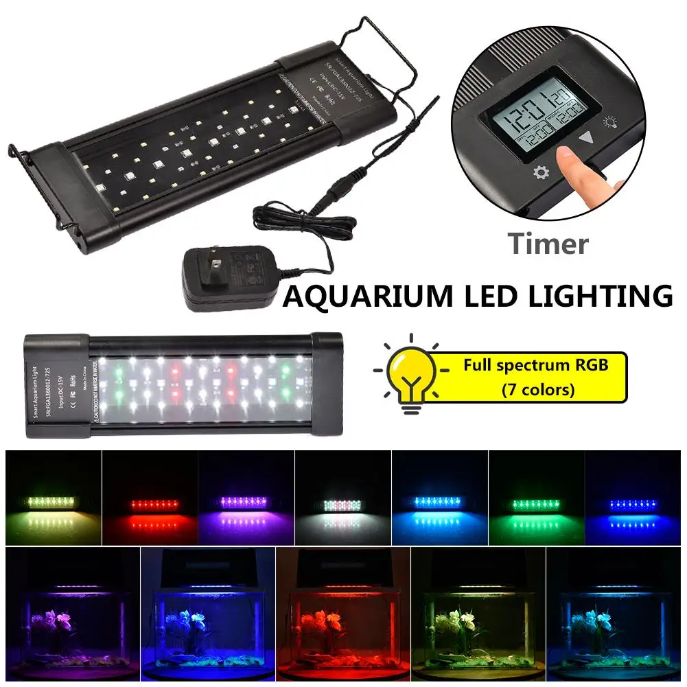 Таймер 11 8 23 6 дюймов аквариумный светодиодный светильник ing полный спектр RGB Aqua Plant