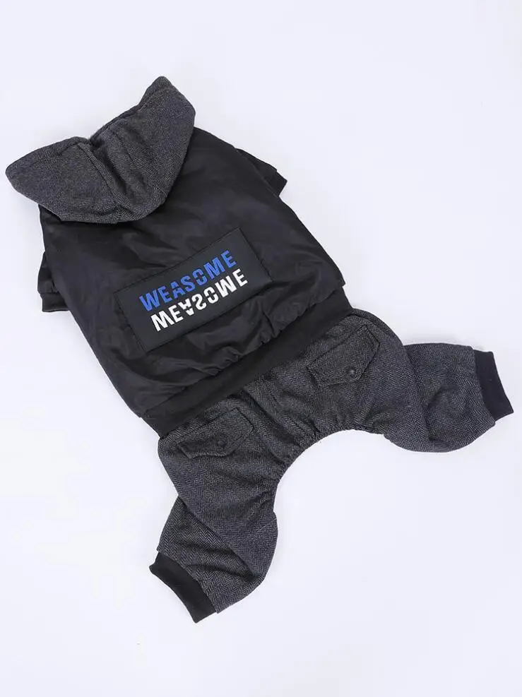 Зимний комбинезон для больших собак черный красивый рабочая одежда пород 3XL 4XL 5XL