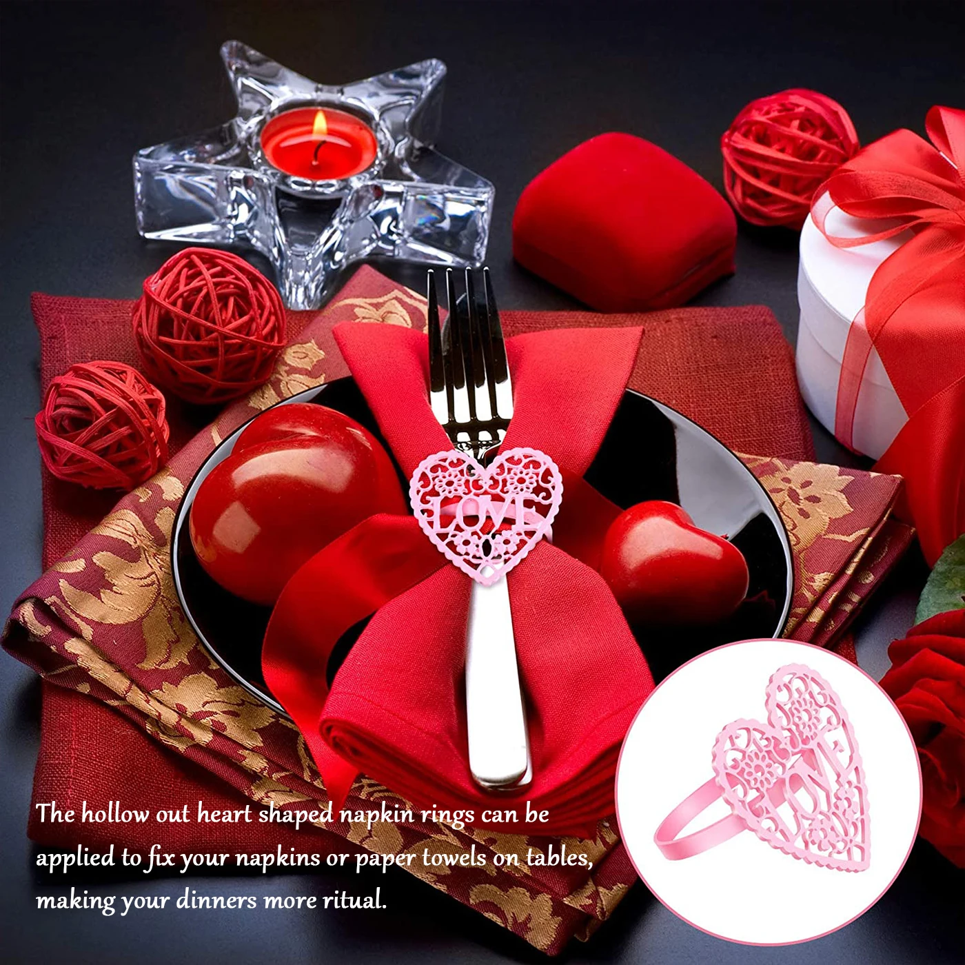 12 шт. кольца для салфеток на День святого Валентина | Дом и сад