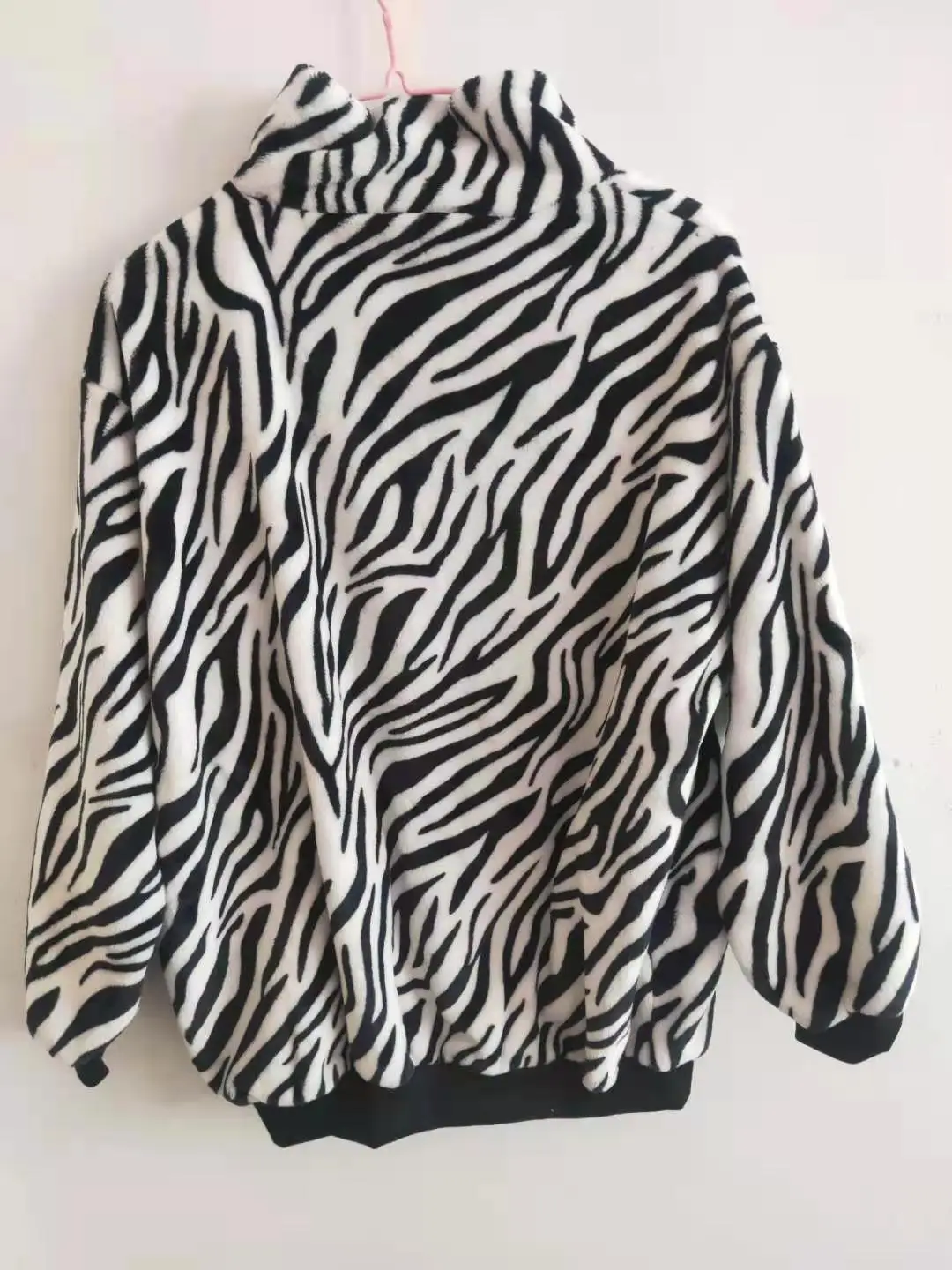 

[Zebra pattern series] plush jacket spring and autumn new short jacket women all-match jacket woman jacket