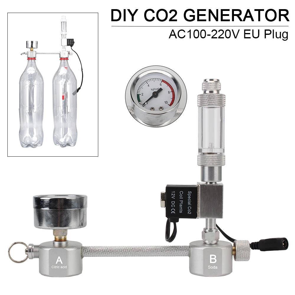 

DIY For Aquatic Plant Growth Bubble Counter Diffuser Aquarium CO2 Generator System Kit With Solenoid valve Aquarium Accessories