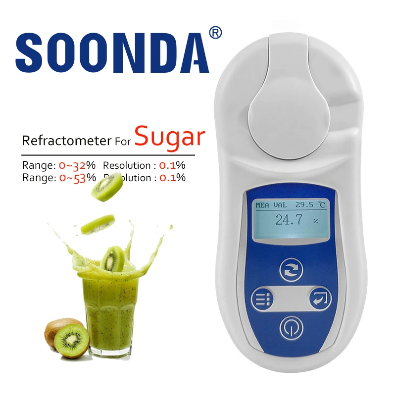 

32%,53% Brix Auto Refractometer For Food,Beverage,Fruit,Crop Sugar Content Determination Hydrometer Optical Instruments Device