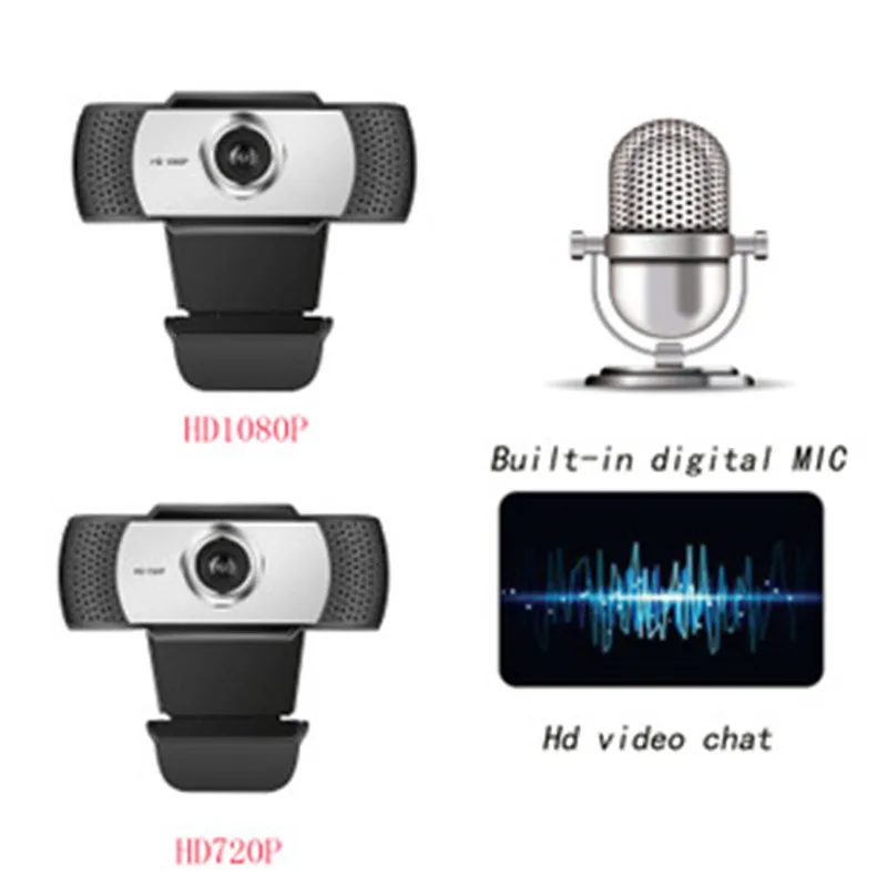 

Full HD Web Camera Plug & Play USB Webcam with Built-in Dual Microphone Facial-Enhancement Technology Multi-Compatible for Video