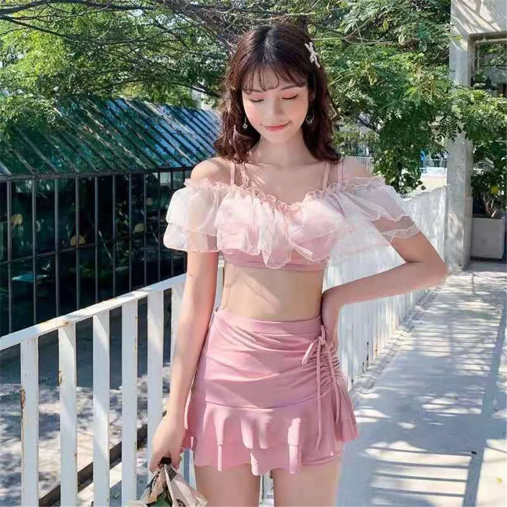 

High Waist Swimwear 2021 New Sexy Ruffle Women's Swimsuits Leaves Print Bikini Set Female Bathing Suit Biquini S-XL