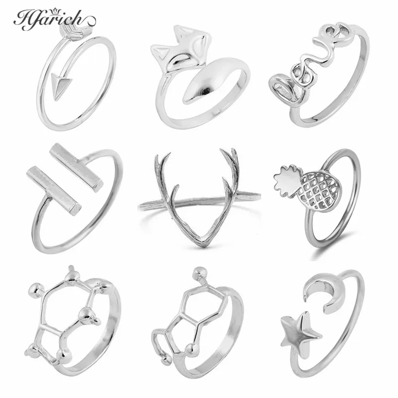 Hfarich Модные кольца с Луной и звездой персонализированные для женщин ювелирные