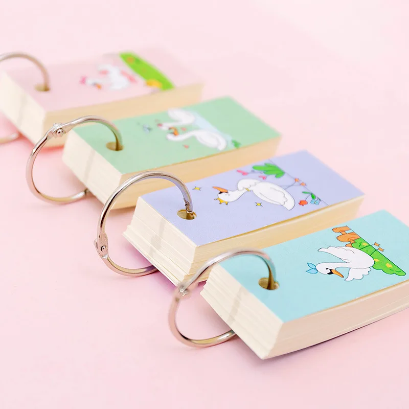 Корейский Kawaii Swan memo pad аниме-кольцо пустой блокнот милый флэш-индекс карты для