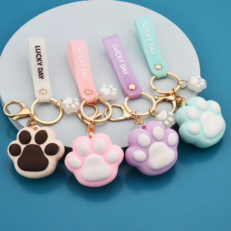 

Soft Cat Paw Keychain Jelly Couple Car Key Bag Pendant Custom Pendant Gift