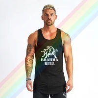 white logo brahma bull project rock comfortable bodybuilding tank tops for men summer gym clothing customized vest shirts