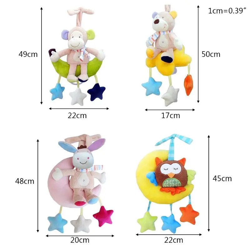 

Cartoon Plush Baby Toys Bed Stroller Hanging Wind Bell Newborn Pushchair Rattle