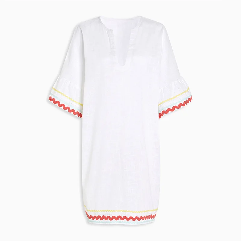 Европейский и американский стиль новый хлопковая пляжная юбка с множеством