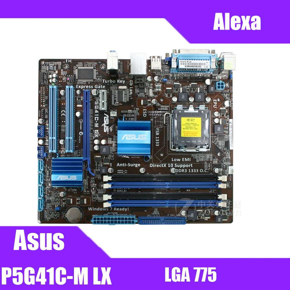 Фото Материнская плата Asus P5G41C M LX для настольных ПК G41 Socket LGA 775 Q8200 Q8300 DDR2/3 8G u ATX UEFI биос