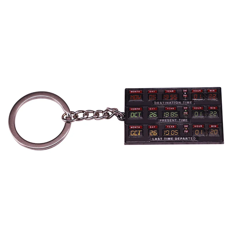 Back to the Future 2 Time Circuits keychain BTTF Doc Brown Marty McFly Time Travel Movie Buff Gift Dashboard Delorean Keyring