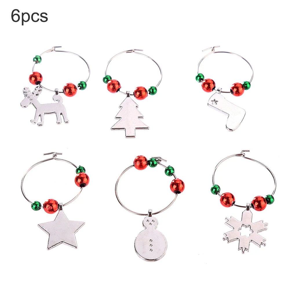 6 шт./компл. рождественские чашки кольцо Рождественский бокал для вина метка на