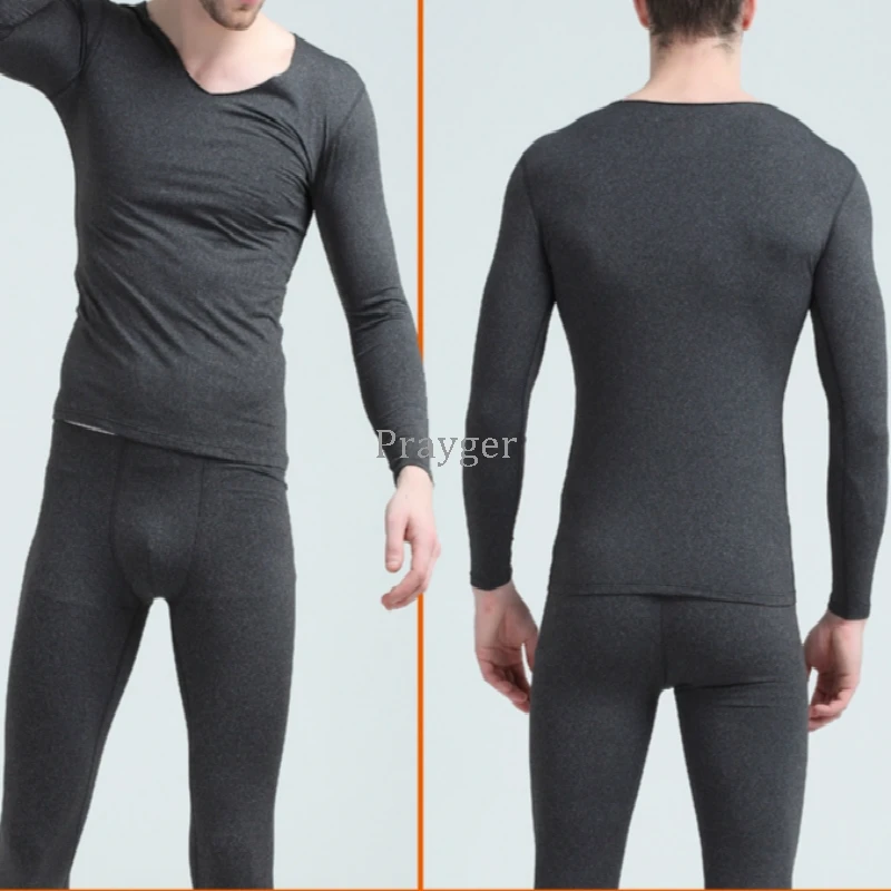 

Winter Thermal Underwear Men Long Tops Buttoms Invisible Clothes Warm Body Sleeves Sets