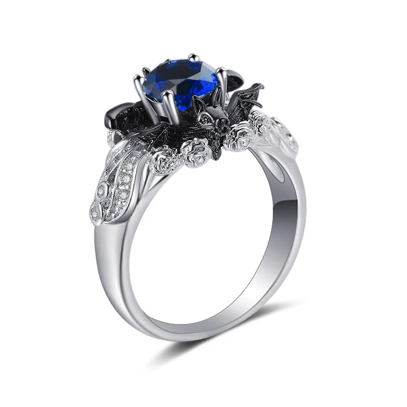 

The new wild titanium steel fashion fashion two-tone color stone personalized trend ring