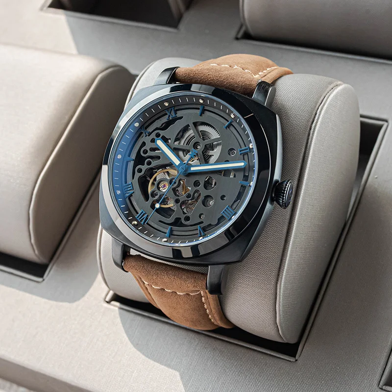 

Tough Guy Style Automatic Mechanical Hollowing Men's Watch Luminous Waterproof Italian Army Style Watch Seagull Movement Watch