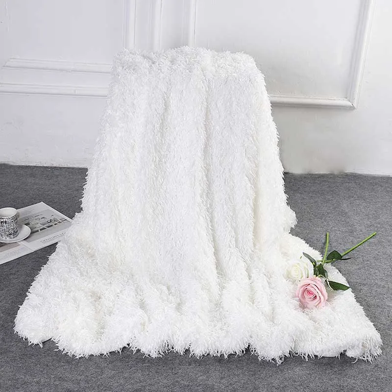 Утяжеленное плюшевое одеяло розовый белый искусственный мех с бархатным узором