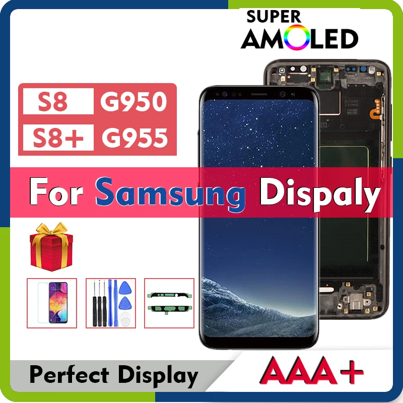 

Дисплей Super Amole для Samsung Galaxy S8, ЖК SM G950F DS G955, ЖК-дисплей с сенсорным экраном, дигитайзер в сборе для Samsung S8 Plus, ЖК