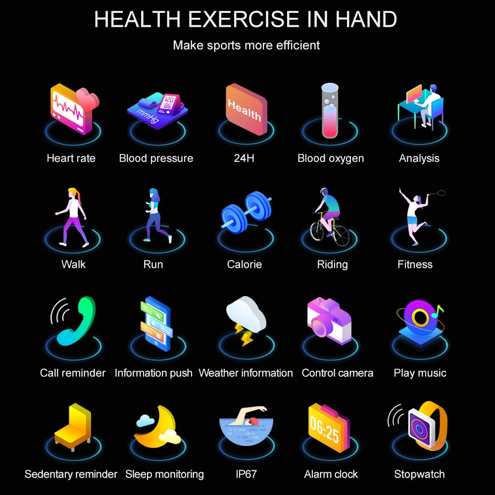 Смарт браслет Y6 Pro пульсометр кислородный монитор часы IP67 водонепроницаемый