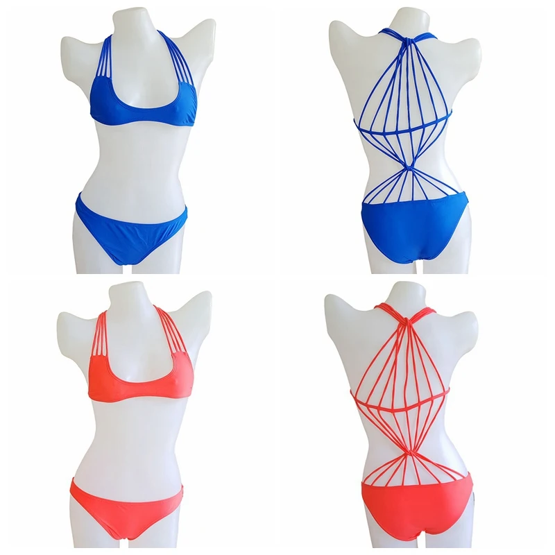 Летний купальник пуш-ап мульти-веревка красота сзади крест-кусок бикини для
