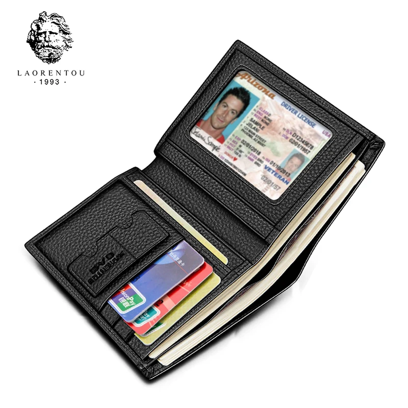 

Laorentou Men Wallet Genuine Leather Casual Wallet for Men Short Wallet Standard Wallets Card Holders Vintage Luxury Man Purse