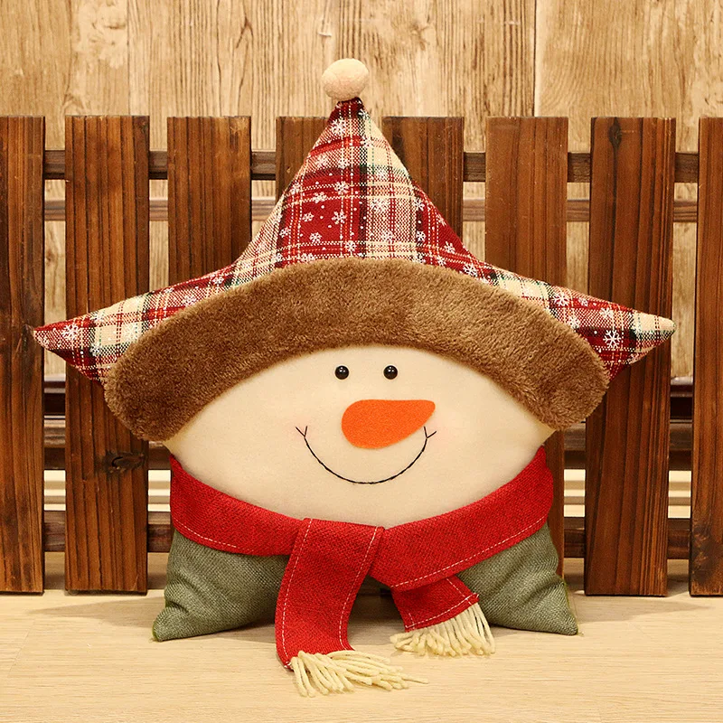 НОВАЯ РОЖДЕСТВЕНСКАЯ Подушка с пятью звездами Рождественский Снеговик старый