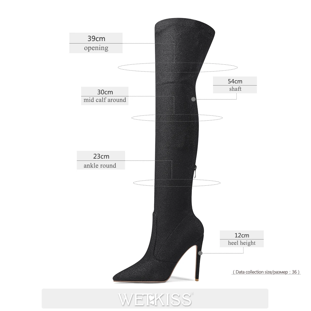 

WETKISS 2020 Sexy Over The Knee Boots Women Stiletto Thin High Heels Pointed Toe Autumn Winter Boot Thigh High Shoes Big Size