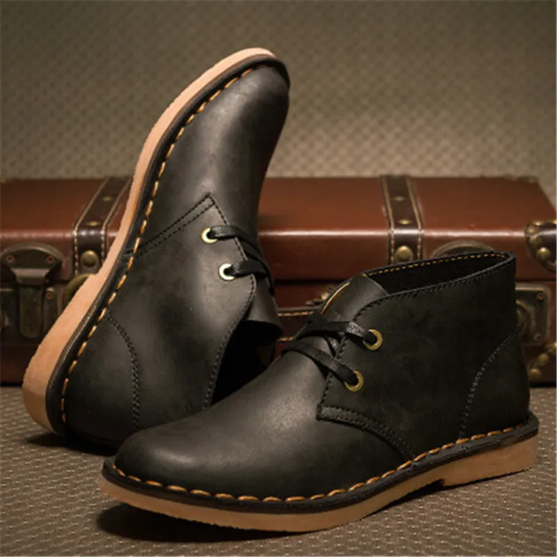 Мужские черные ботильоны из натуральной кожи ручной работы мягкие удобные