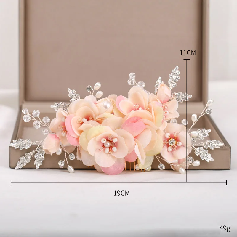 FORSEVEN Новый дизайн поддельные цветок лист Сияющий кристалл жемчуг гребни для