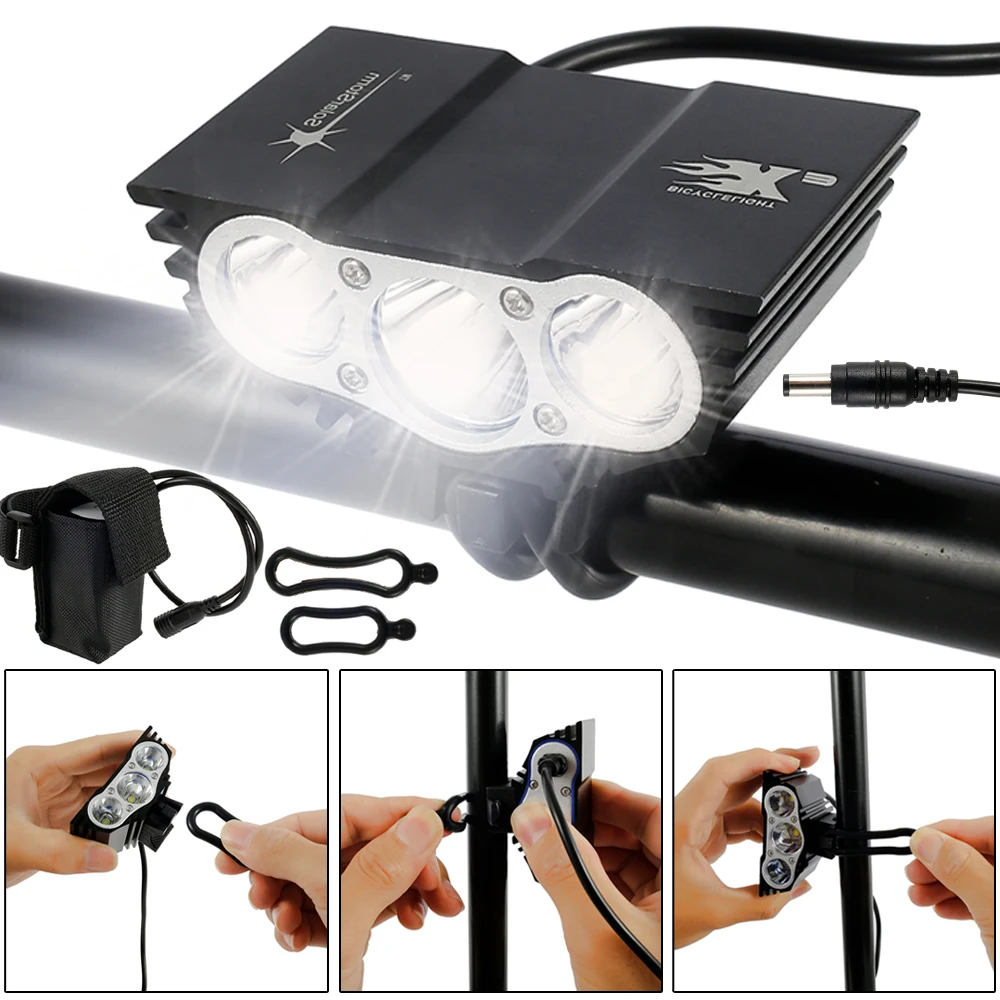Bike Light 3 x XML T6 LED 12000 Lm Modes Bicycle Front Lamp Headlight USB Rechargeable Cycling Torch Flashlight | Спорт и