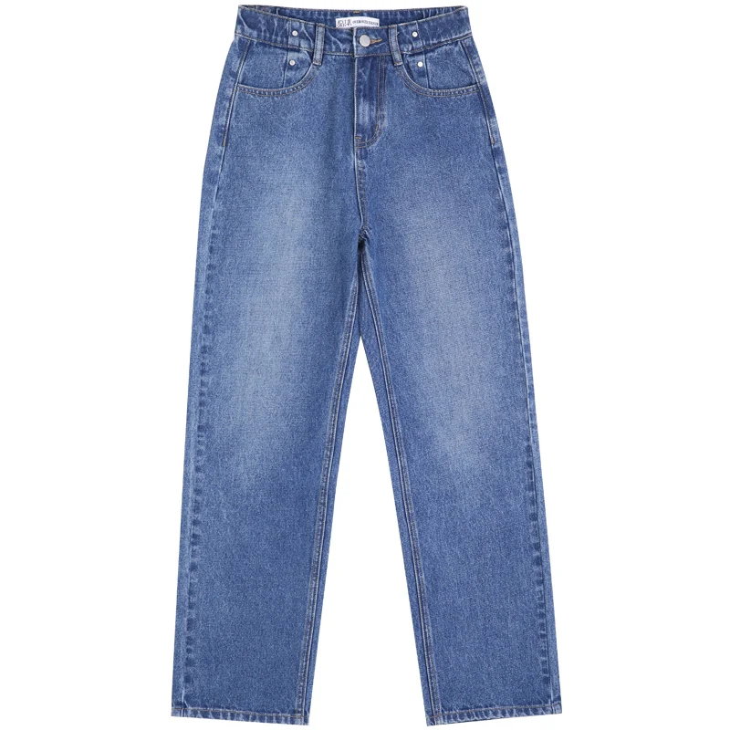 

LEIJIJEANS new arrival Large size women's non-elastic high waist straight trousers classic female elegant loose women jeans 9101