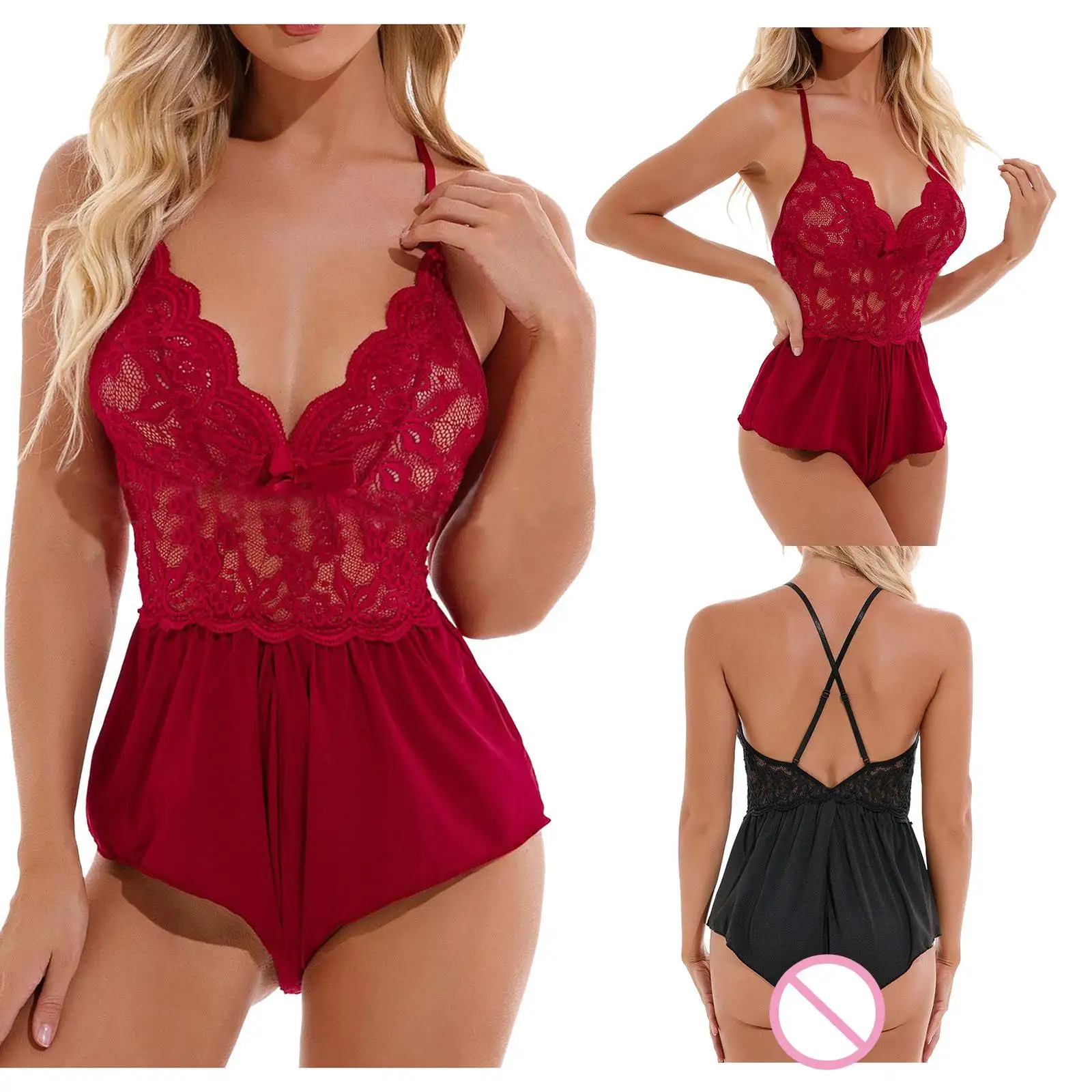 

Women Exotic Apparel Sexy Body Shaping Top Exotic Apparel Deep V Underwear Set Jumsuit Bra Shorts Set Nightwear Costumes