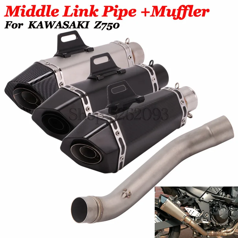 

Motorcycl GP Exhaust Escape Moto Modified Connection Mid Link Pipe Carbon Muffler With Db Killer Slip On For Kawasaki Z750 Z800