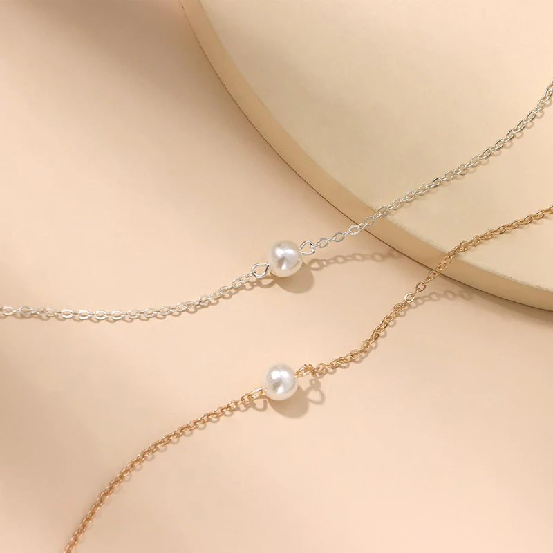 

Women fashion stainless steel collar ladies pearl necklace layered gold chain necklace jewelry ornaments