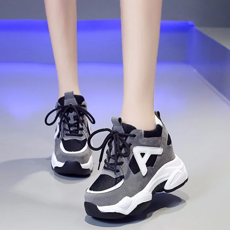 Spring and Autumn Single Shoe Super High Women's Thick sole Double Zipper Slope Inner Heightened Pu Leather Muffin Shoes F7-03 | Обувь