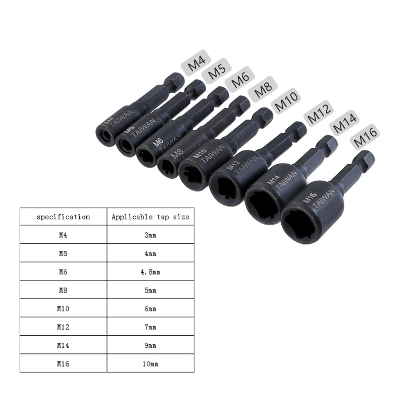 

Tap Socket Collet Wrench M4-16 Machine Die Socket Adapter Hex Shank Square Driver Thread Screw Tapping Chuck for machine