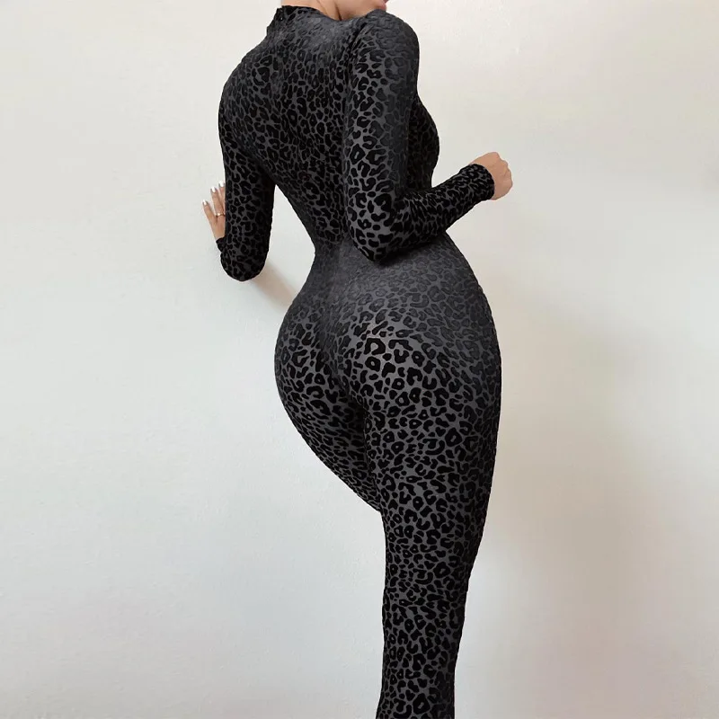 

Casual Women Jumpsuit Solid Color Skinny Front Zipper Full Sleeve Long Romper Women Jumpsuit Outfit