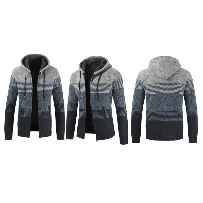 Hemiks, мужская повседневная куртка, зимняя, с капюшоном, Weatshirts, кардиган на молнии, с длинным рукавом, мужские вязаные пальто, куртка на молнии, кардиганы