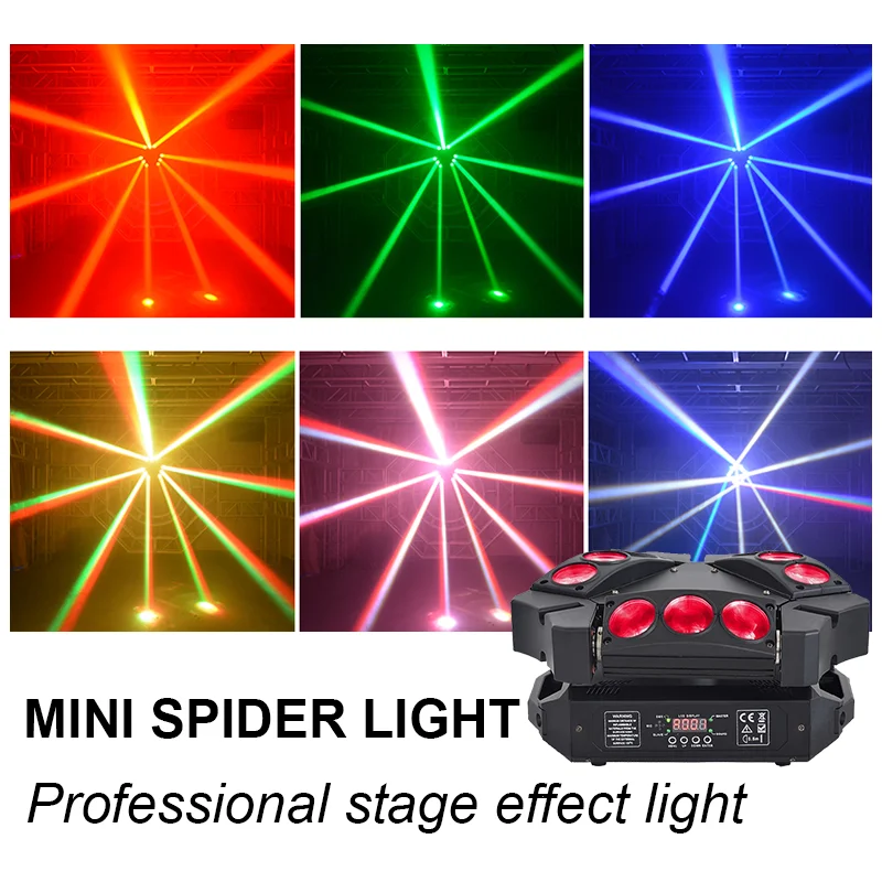 Lyre Beam Moving Head Led Spider Light 8X12W 4In1 RGBW DMX Lights DJ Arrival Sound Party Disco Lighting