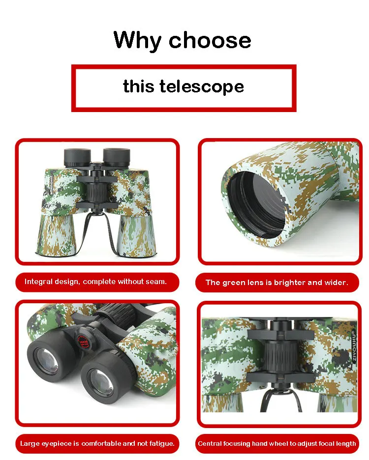 

10X50 outdoor travel concert big eyepiece binoculars HD powerful zoom Binoculars telescope for hunting no Infrared