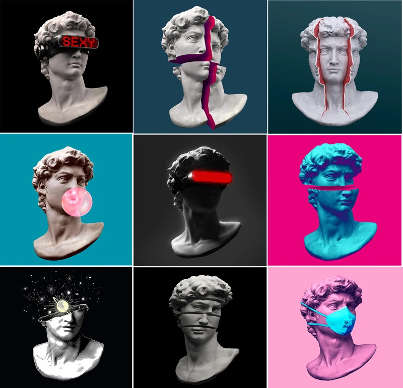 

Abstract Art Statue of David Pictures Canvas Painting Wall Art Oil Painting Modern Posters and Prints in Livingroom Home Decor