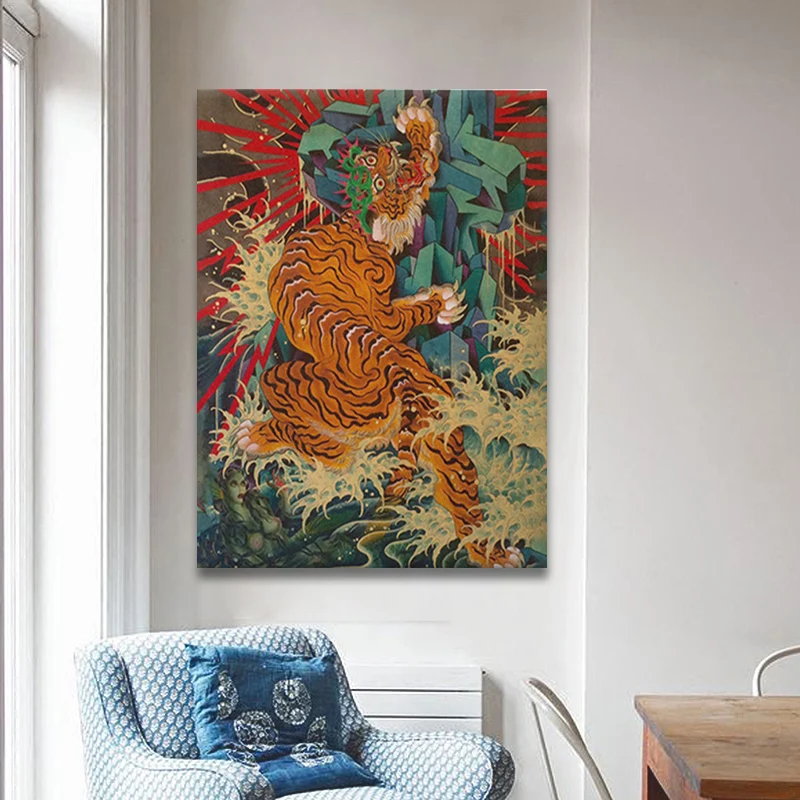 

Tiger Tattoo Japanese canvas painting decor wall art pictures bedroom study home living room decoration prints poster