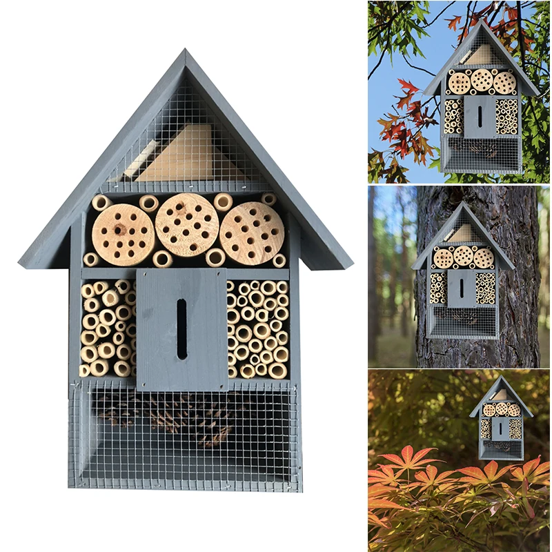 

Натуральный деревянный домик для насекомых, бокс для разведения в саду, гостинице, для всех существ, уличное украшение