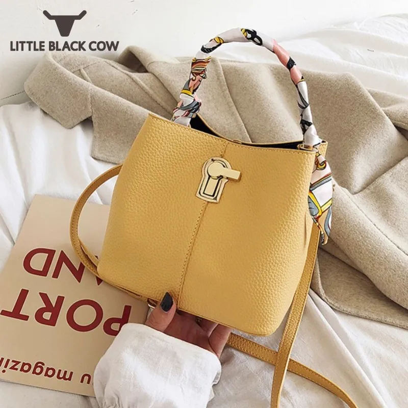 

Fashion Women Bag Solid Color Bucket Bags Pu Leather Handbag OL Tote Leisure Single Crossbody Bags Female Summer Messenger Bag