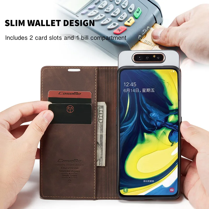 Кожаный чехол для Samsung Galaxy A40 A70s A20E магнитный чехол-книжка A20s A80 ударопрочный