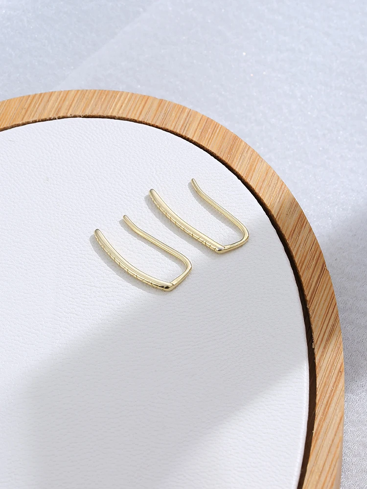 

ZEMIOR 925 Sterling Silver Minimalist Gold Color Clip Earrings For Women Punk Slim Ear Clips Female Silver Jewelry Earring