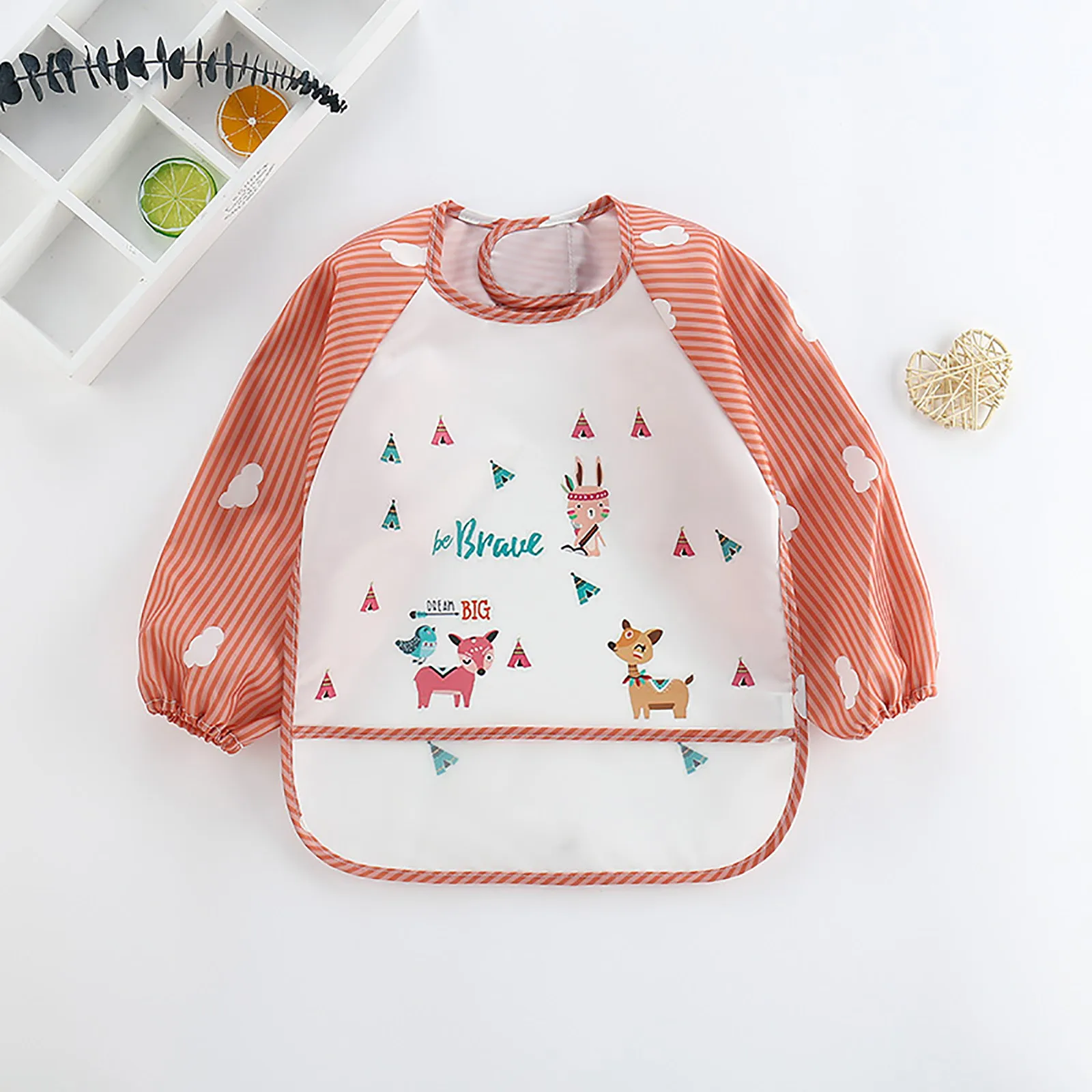 

3 pc Baby Kids Peuter Lange Mouwen Sjaal Waterdicht Art Kiel Voeden Bib Schort Pocket Baby Jongens Meisjes Burp Slabbetjes
