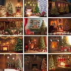 Рождественская елка камин фотография фон деревянный дом комната семейный портрет Декор баннеры фон подарки носок Фотостудия
